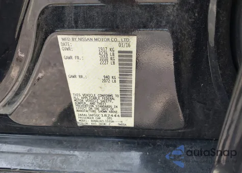 2016 Nissan Altima 2.5 Sr from USA, damaged, VIN 1N4AL3AP1GC182444